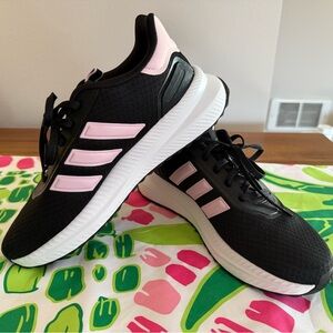 Adidas Black and Light Pink Athletic Shoes